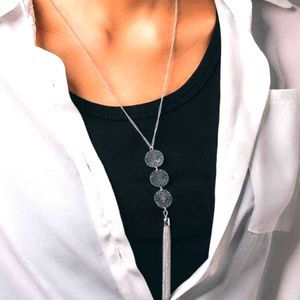 ʕ·ᴥ·ʔChicque Boho Coin Necklace Long Tassel Necklace Chain